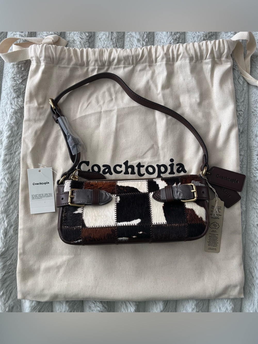 Coachtopia Alter/Ego Side Buckle Shoulder Bag Cow Print NWT CGI75